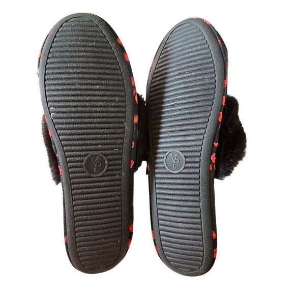 Victoria's Secret Plush Cherry Print Slippers - Cozy Faux Fur Lined House Shoes - Picture 2 of 7